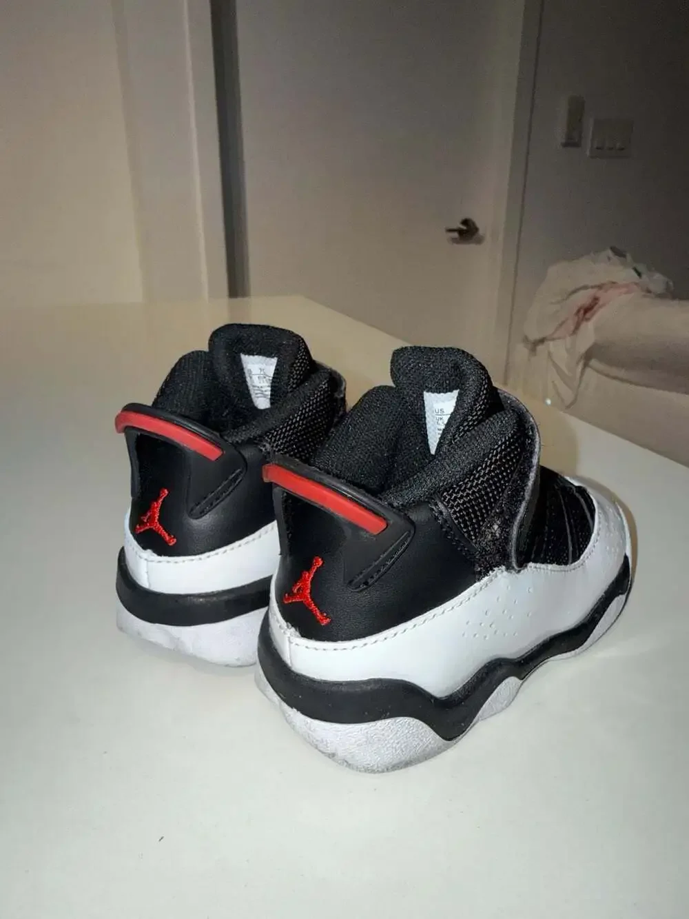Jordan 6 Rings Toddler Shoes Size 7C Black White Red